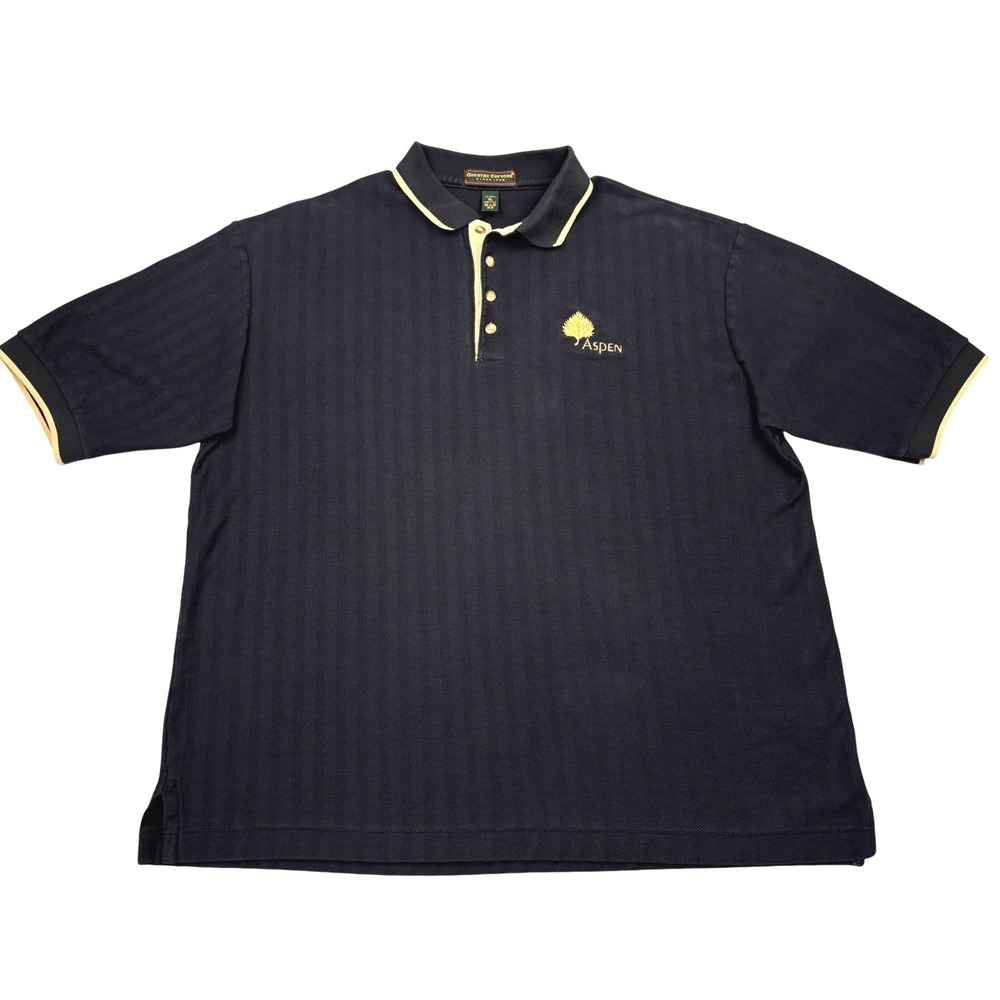 Vintage 1999 Country Cottons Aspen‎ Polo Shirt Mens XL Made in USA Herringbone